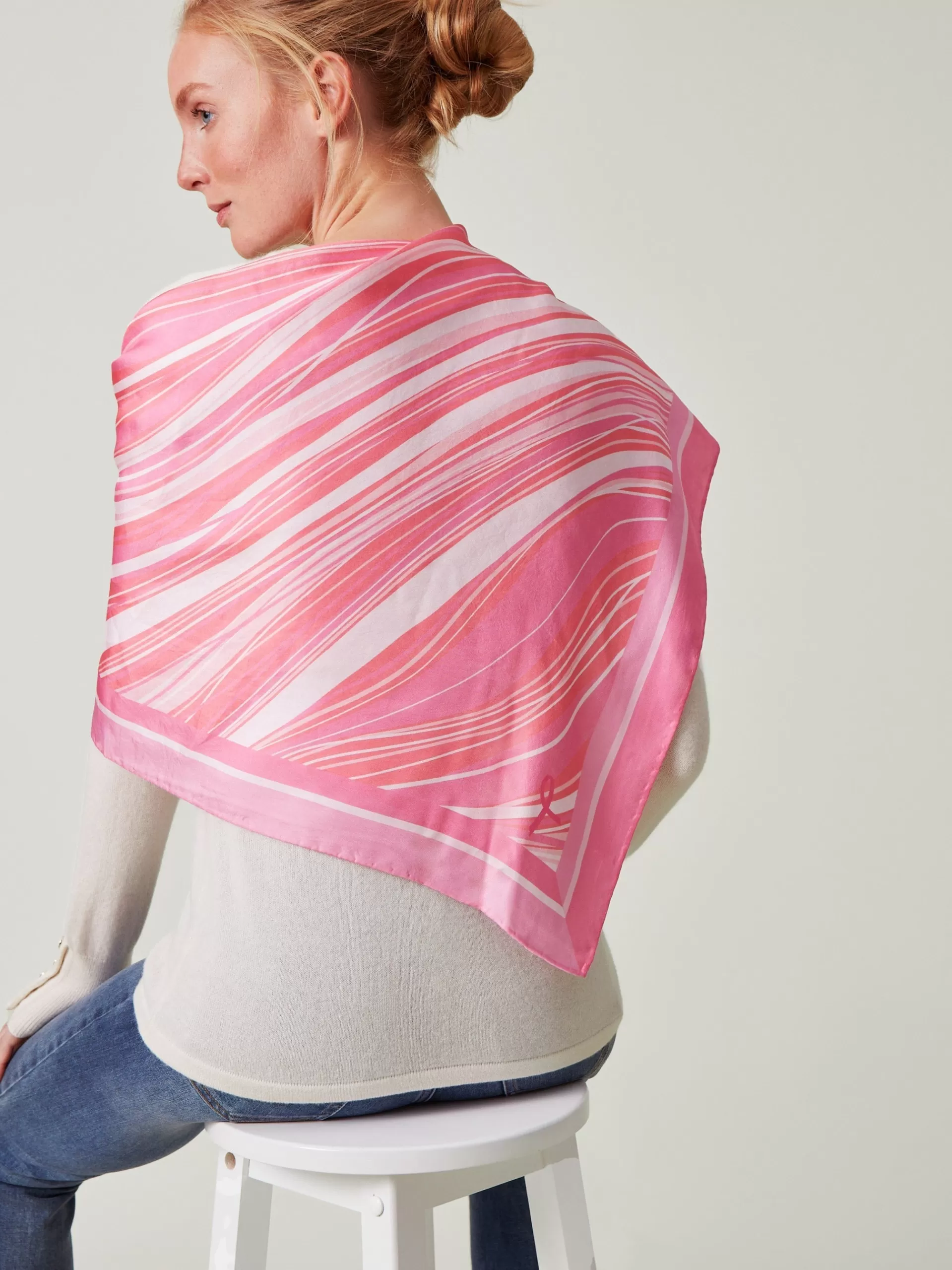 Best Sale J. McLaughlin Mabel Silk Scarf In Weaver Square Pink