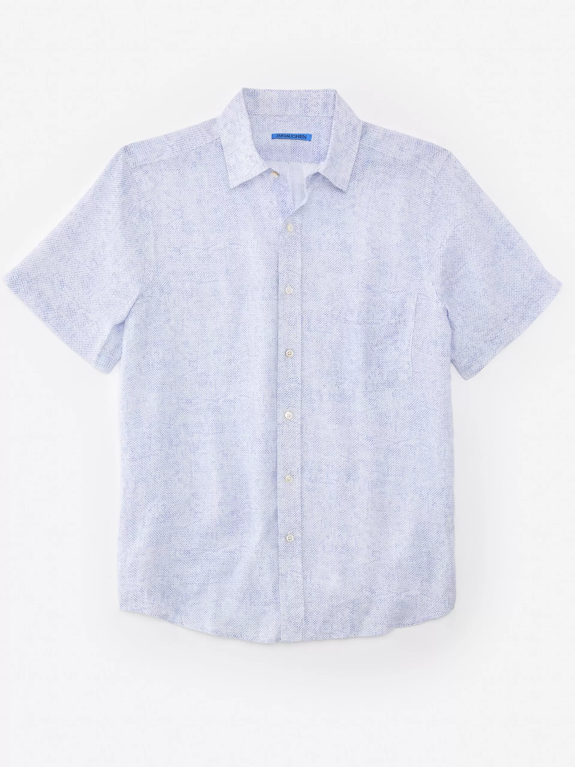 Fashion J. McLaughlin Montauk Modern Fit Linen Shirt In Mini Quatrefoil White/Blue