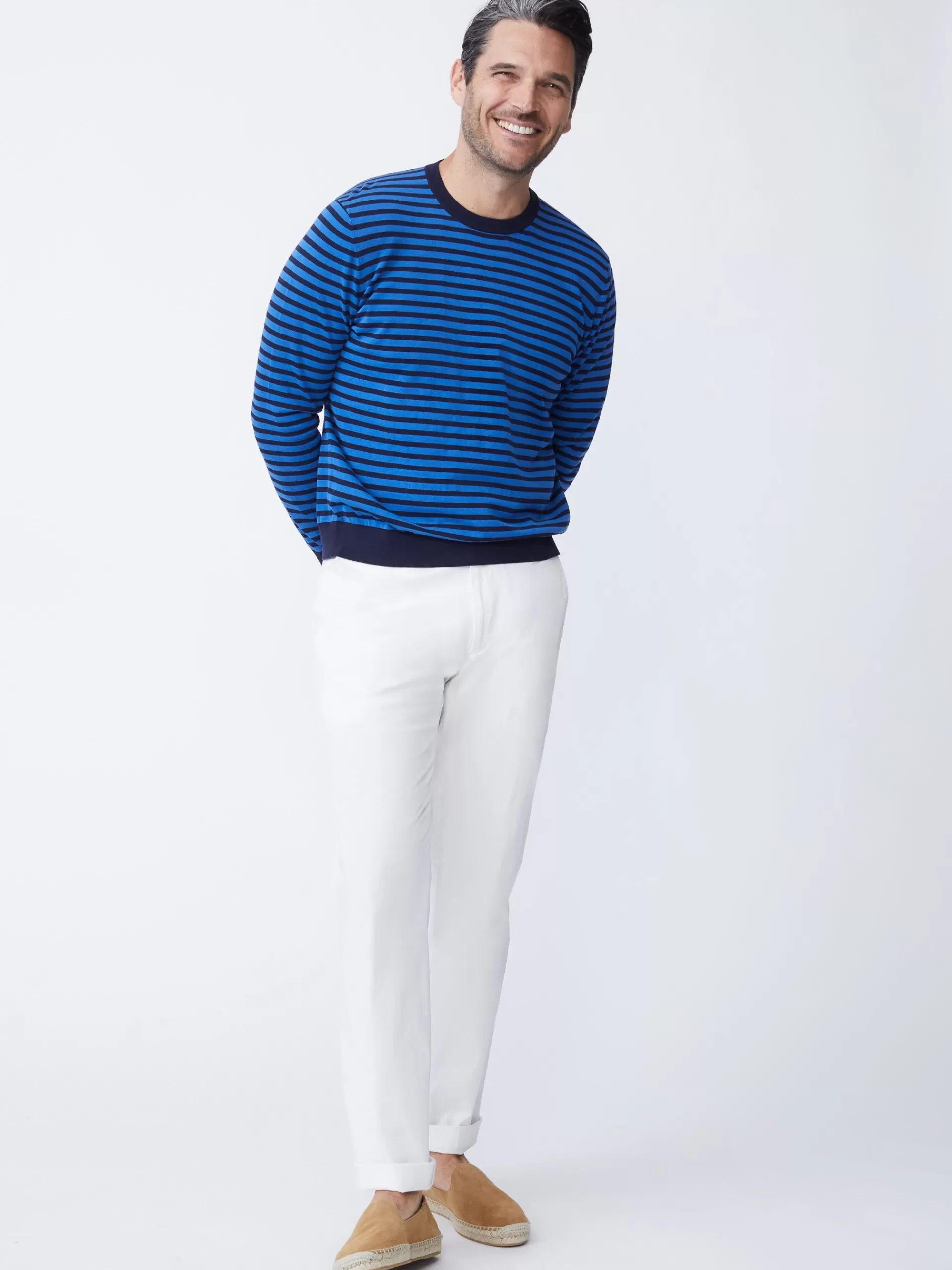 Hot J. McLaughlin Nathan Sweater In Stripe Navy/Blue