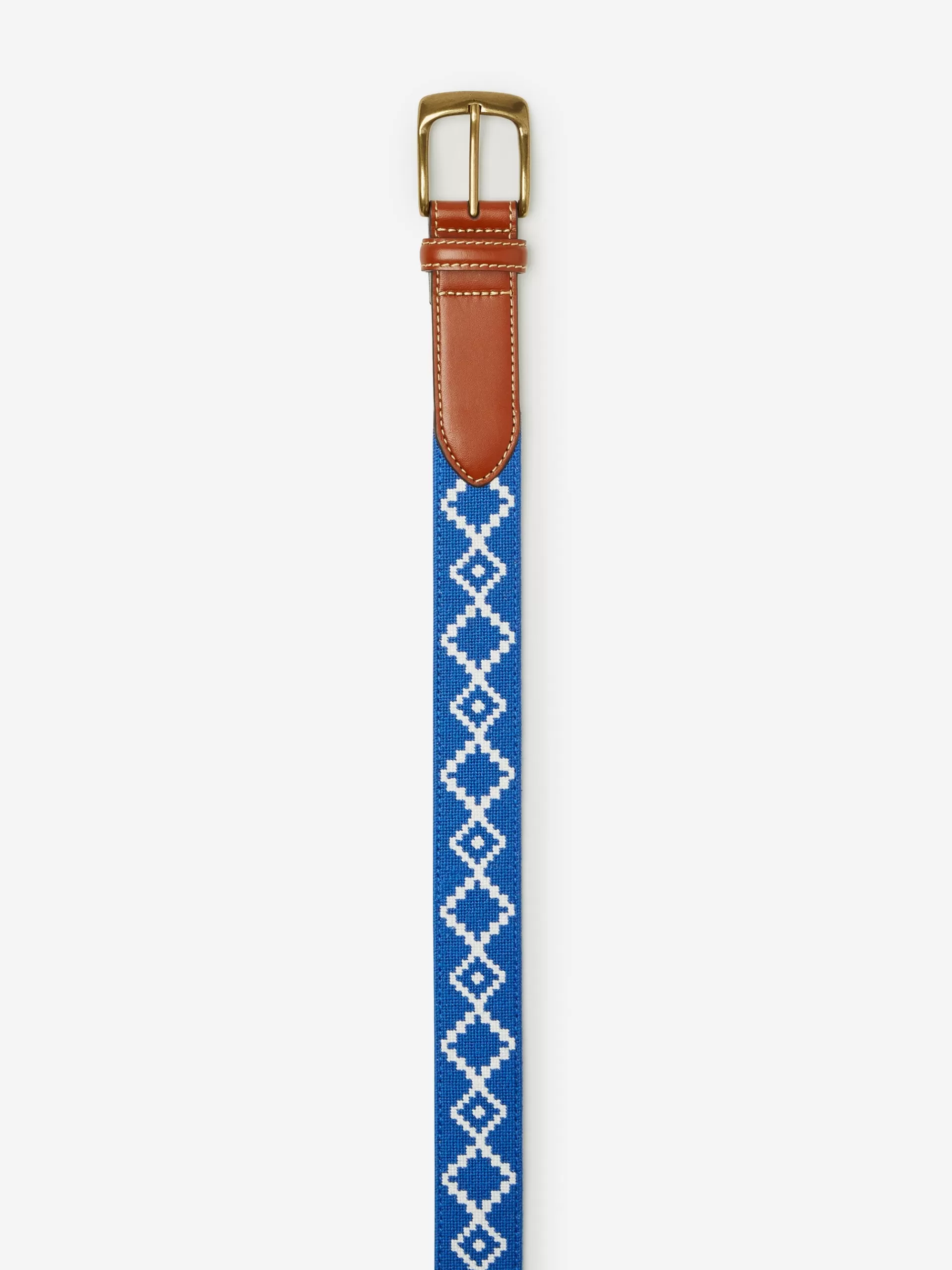 Discount J. McLaughlin Needlepoint Belt In Geo Diamond White/Blue