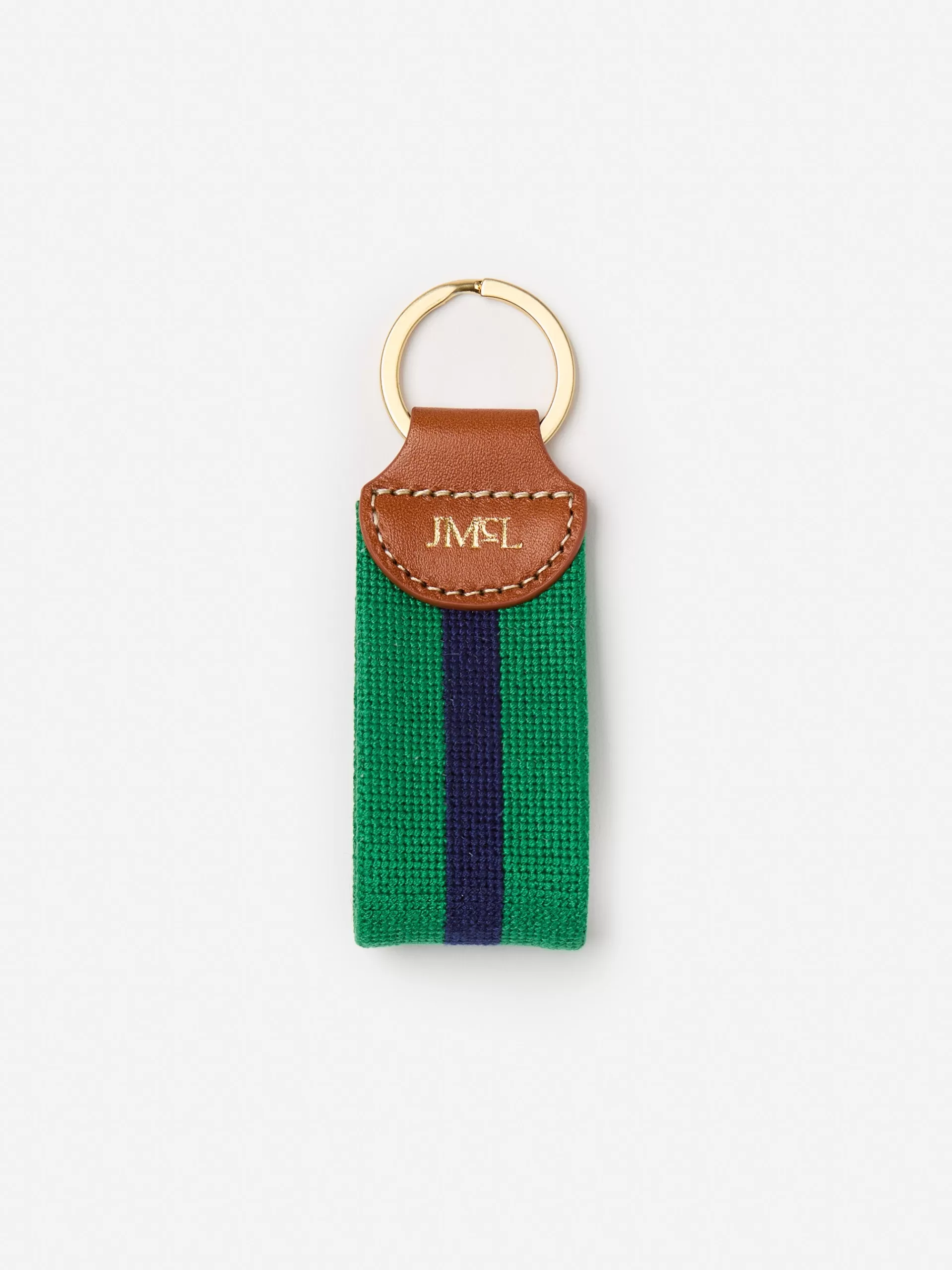 Store J. McLaughlin Needlepoint Keyfob In Stripe Green/Navy