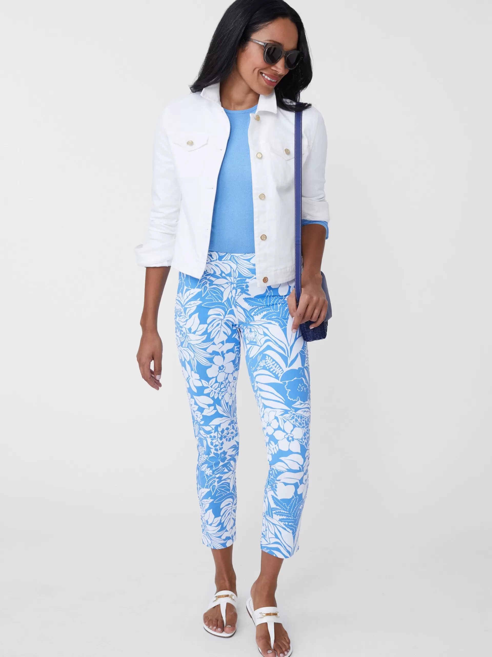 Cheap J. McLaughlin Newport Capri Pants In Bay Isle Medium Blue/White