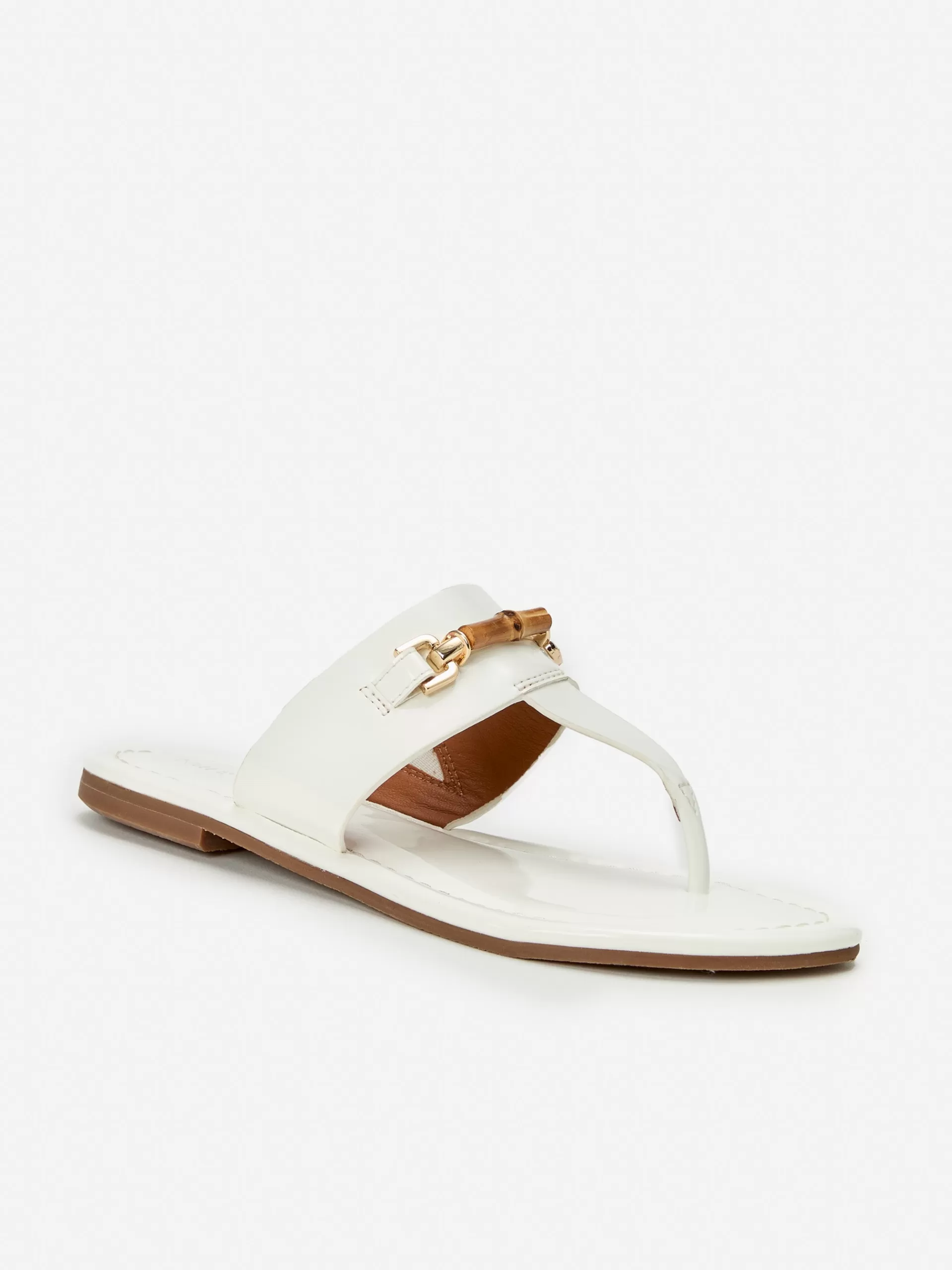 Store J. McLaughlin Nora Patent Leather Sandals White