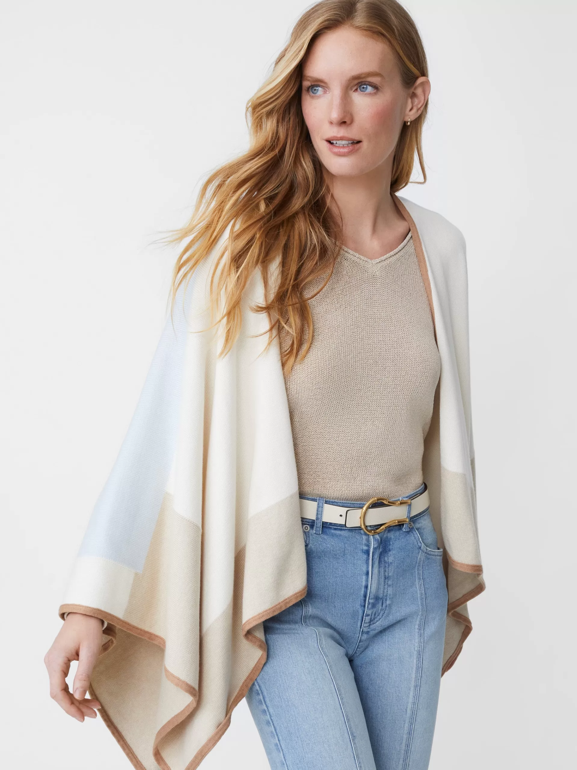 Cheap J. McLaughlin Noreen Wrap In Colorblock Off White/Beige