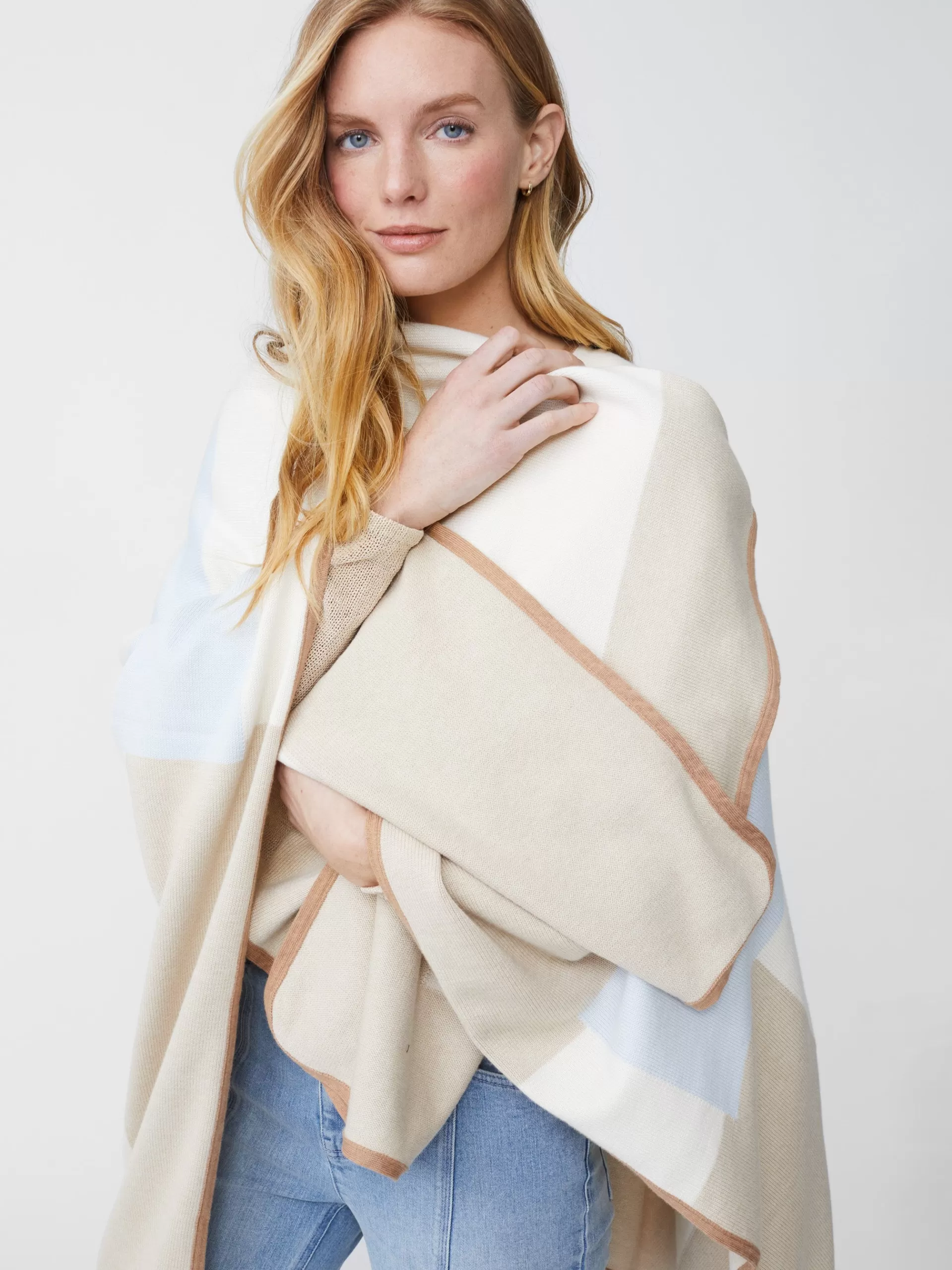 Cheap J. McLaughlin Noreen Wrap In Colorblock Off White/Beige