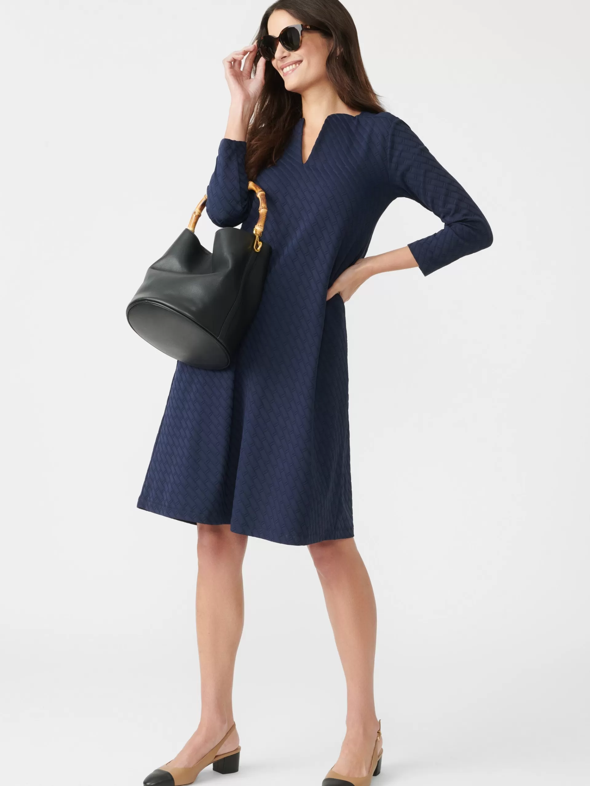 Clearance J. McLaughlin Octavia Dress In Fernwood Geo Jacquard Navy