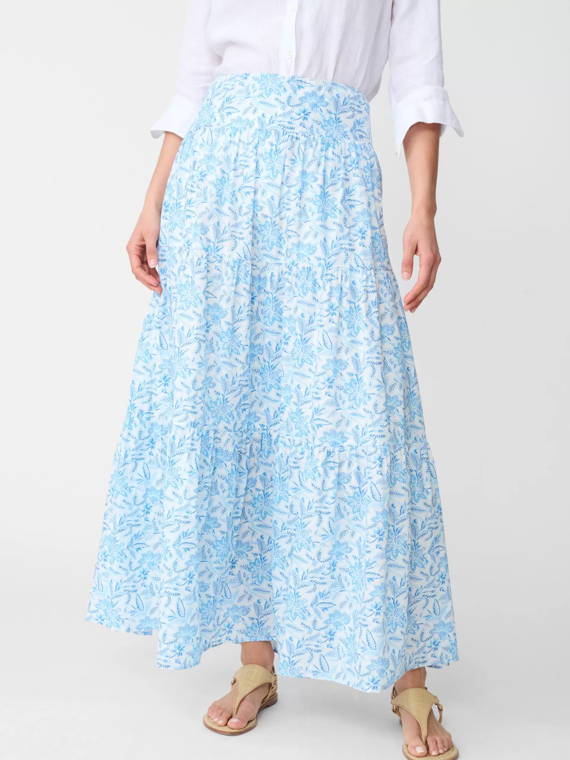 Cheap J. McLaughlin Ophelia Maxi Skirt In Mini Bloomsbury White/Blue