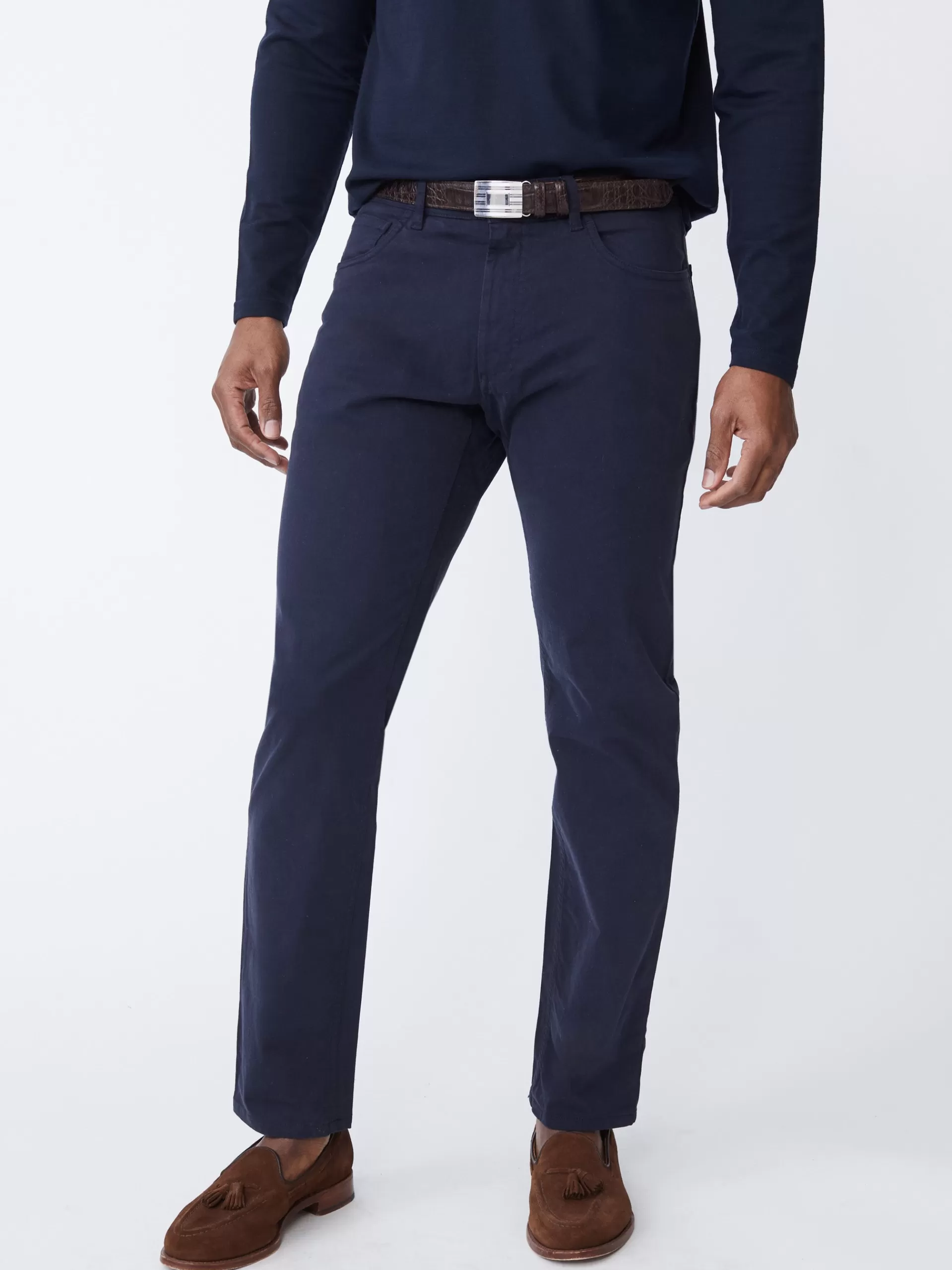 Online J. McLaughlin Parker 5-Pocket Straight Pants In Stretch Cotton Sateen Navy