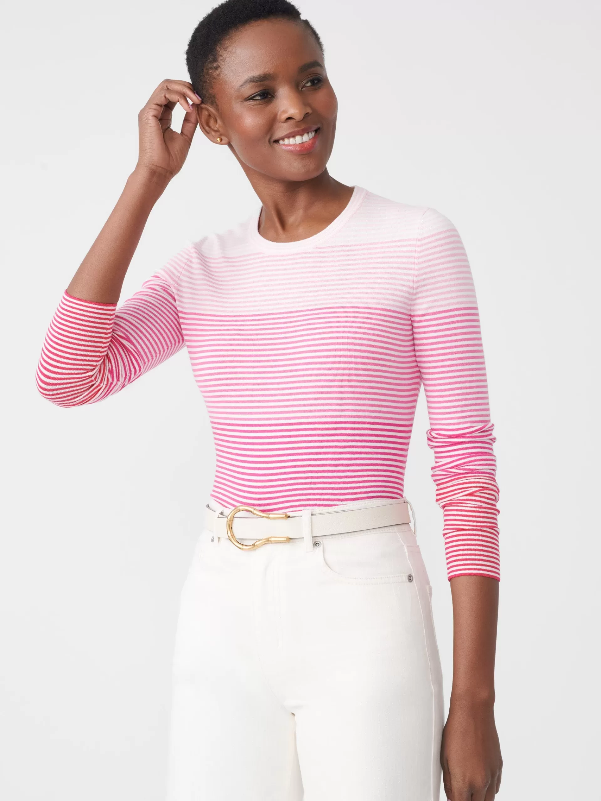 Store J. McLaughlin Poet Sweater In Stripe Pink/White