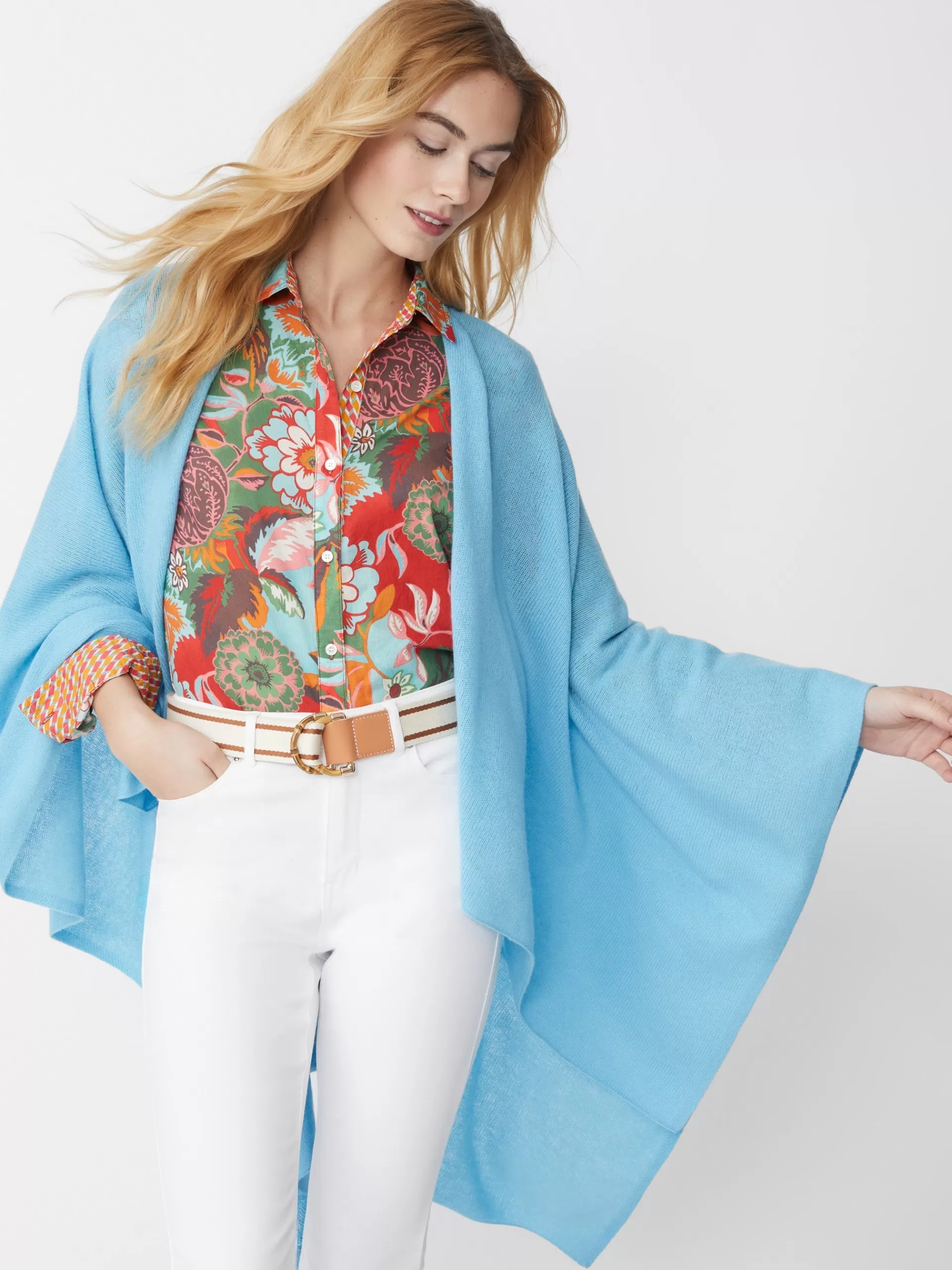 Fashion J. McLaughlin Rossi Cashmere Wrap Glacier Aqua