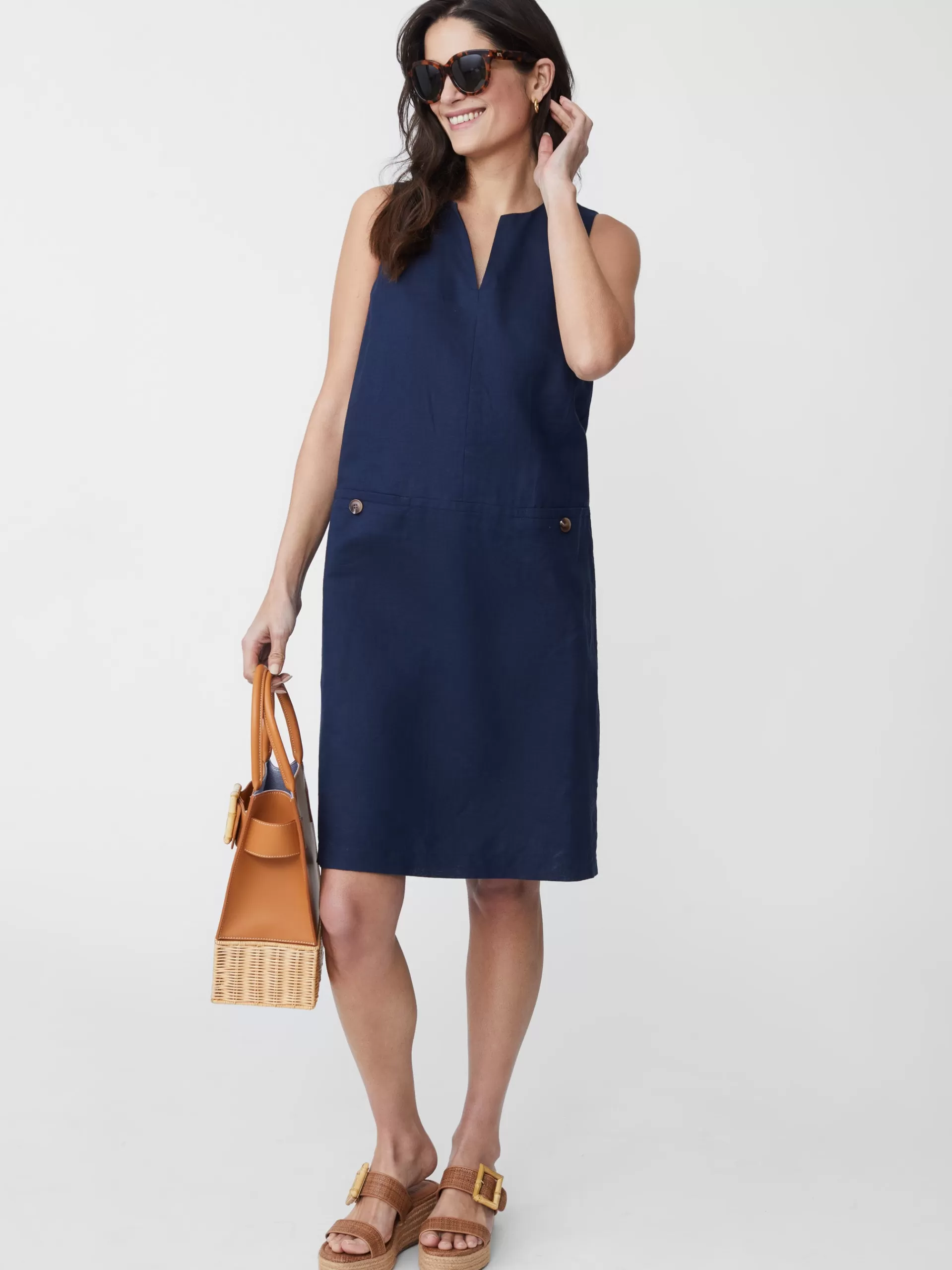 Hot J. McLaughlin Rue Linen Dress Navy