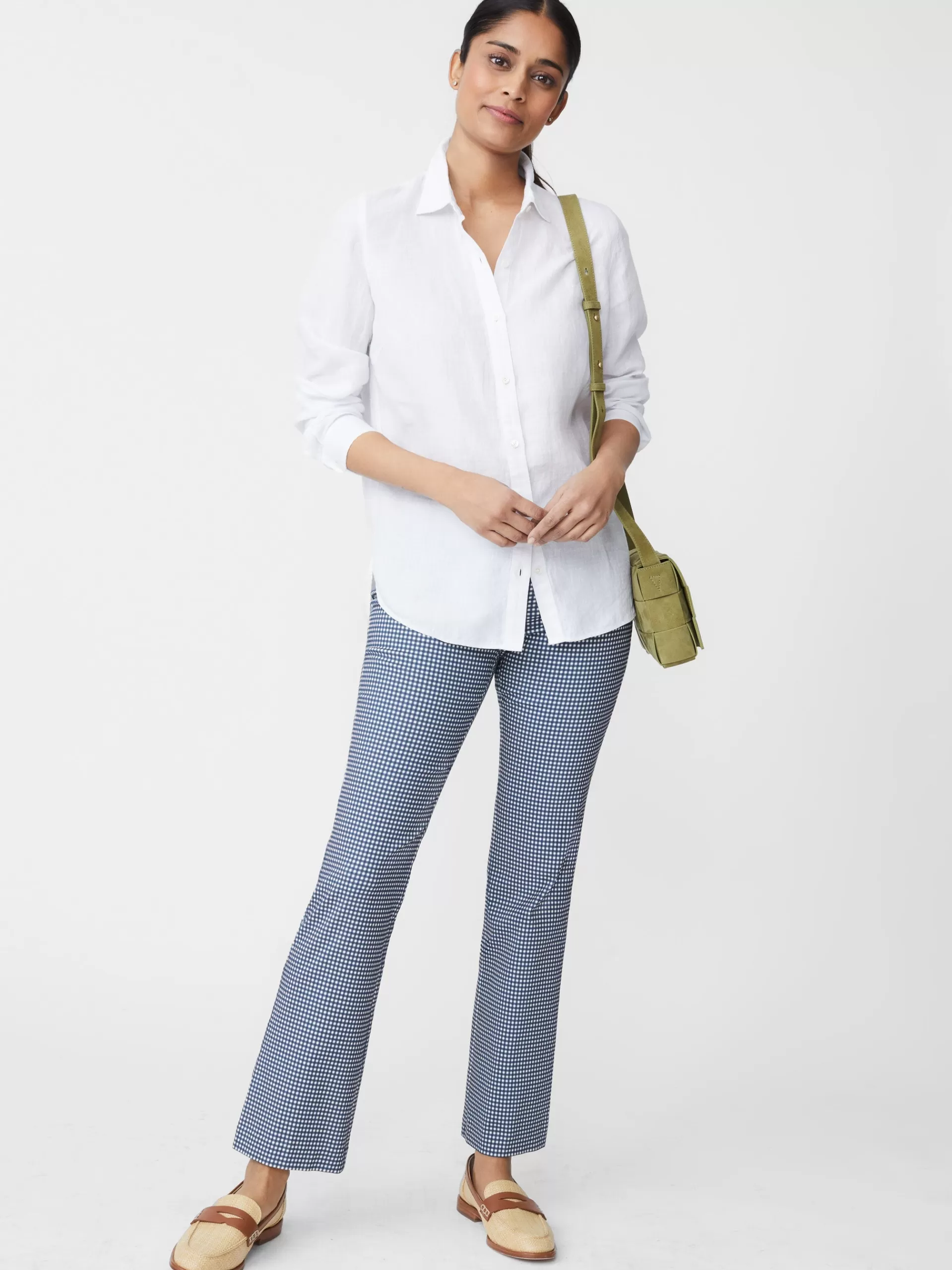 Best Sale J. McLaughlin Rylie Pants In Cabana Gingham Navy/Cream