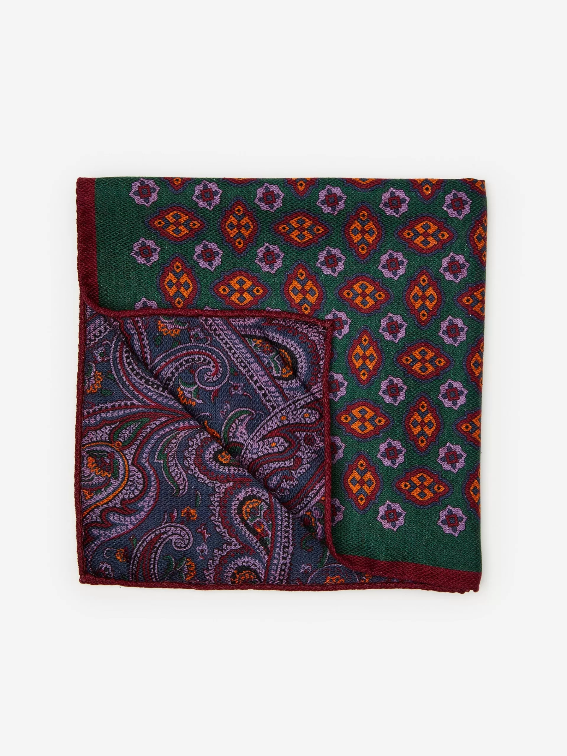 Outlet J. McLaughlin Silk Pocket Square In Foulard Green