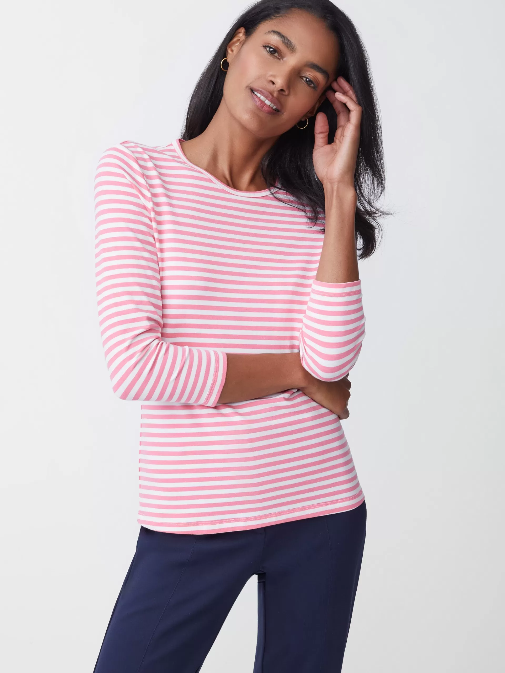 Flash Sale J. McLaughlin Sinclair Tee In Stripe Mid Pink/White