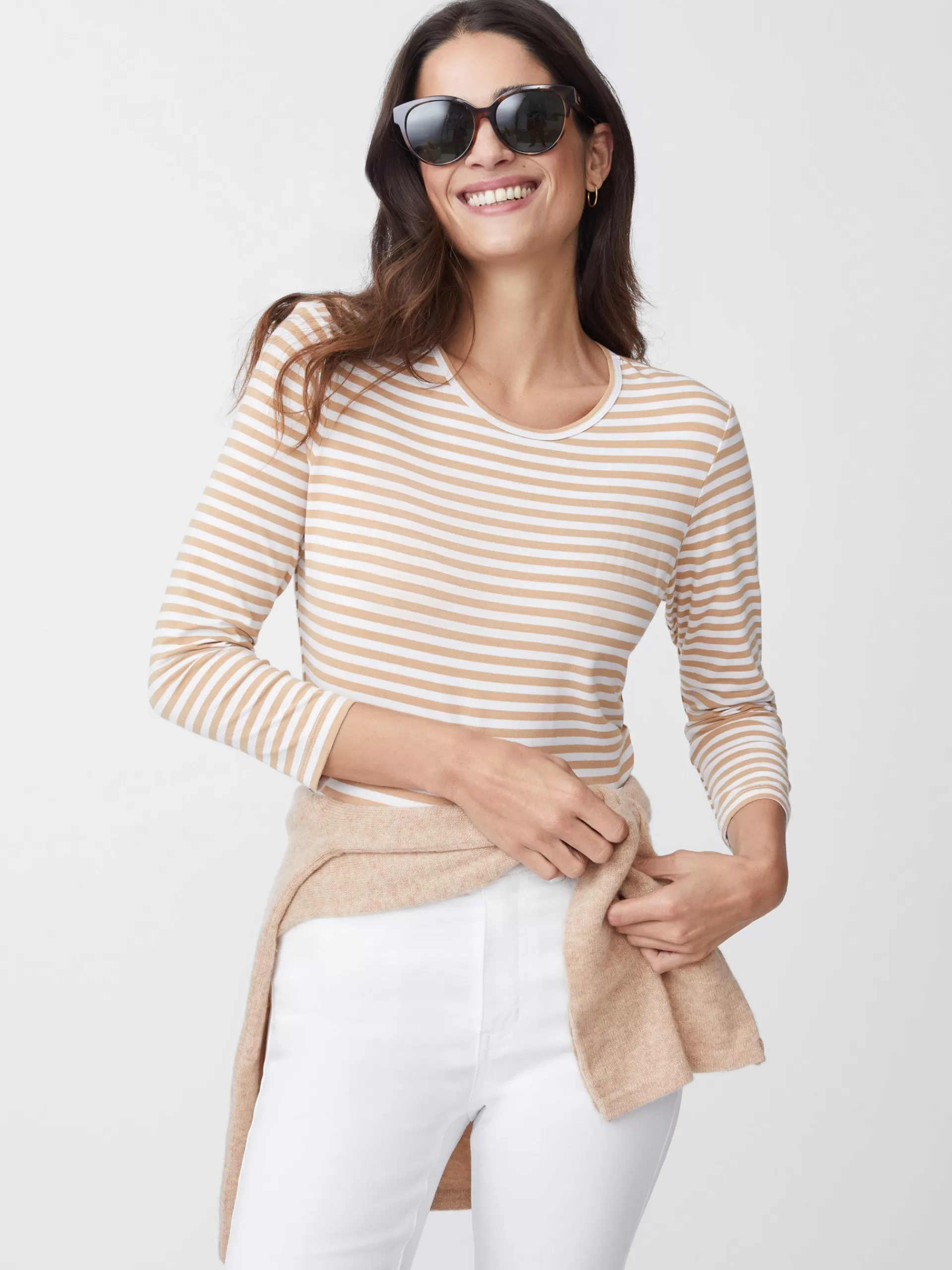 Clearance J. McLaughlin Sinclair Tee In Stripe Iced Coffee/White