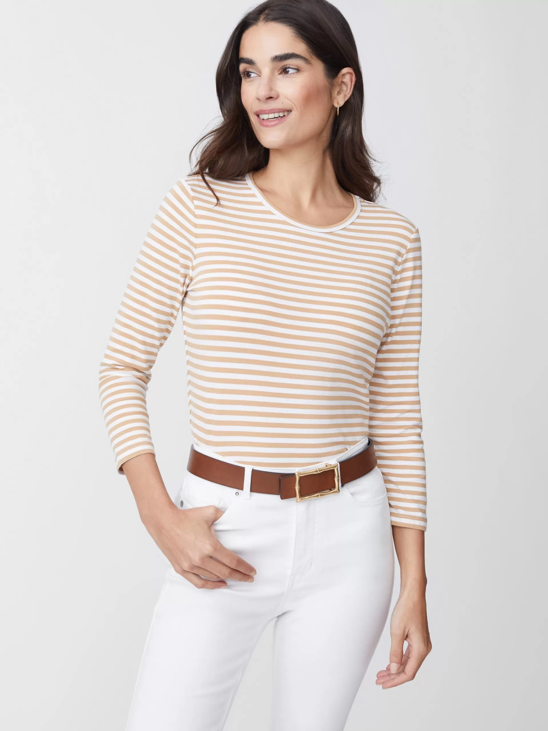 Clearance J. McLaughlin Sinclair Tee In Stripe Iced Coffee/White