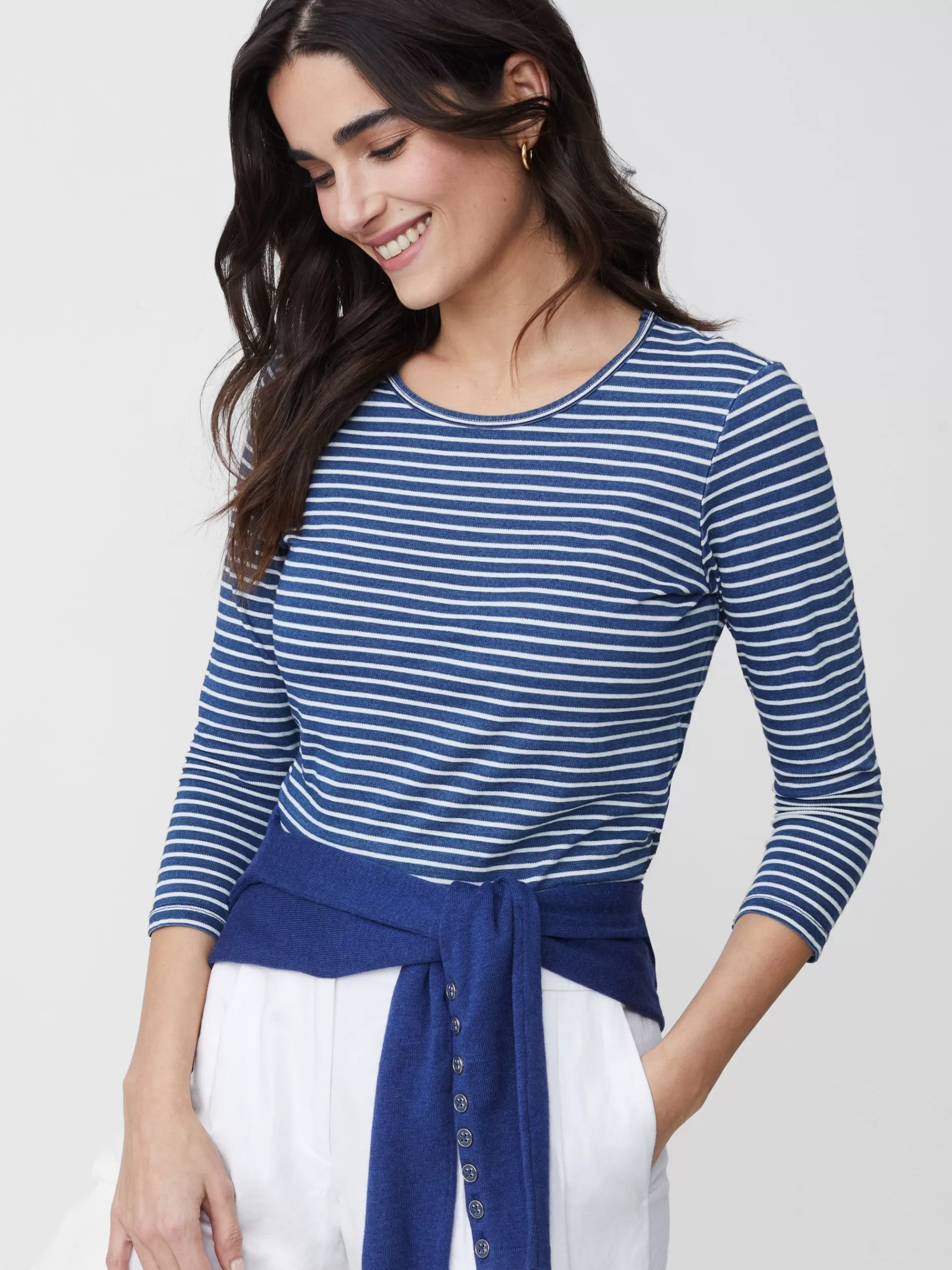 Hot J. McLaughlin Sinclair Tee In Stripe Indigo/White