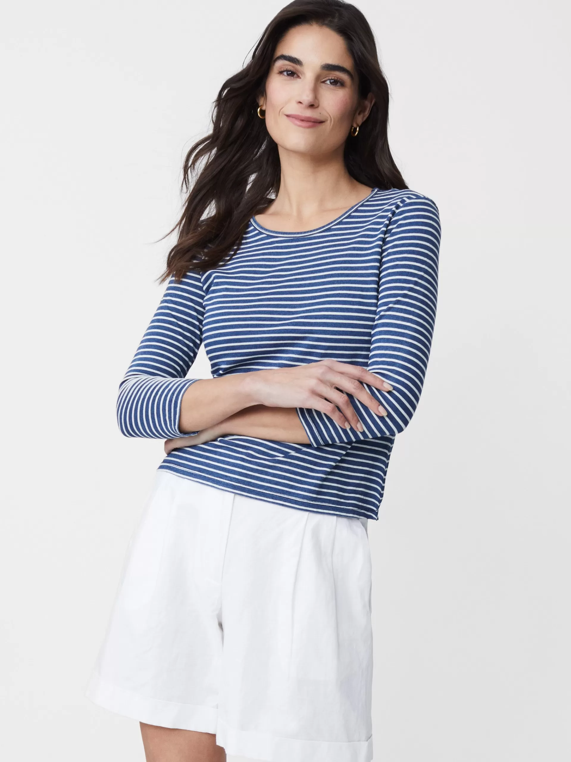 Hot J. McLaughlin Sinclair Tee In Stripe Indigo/White