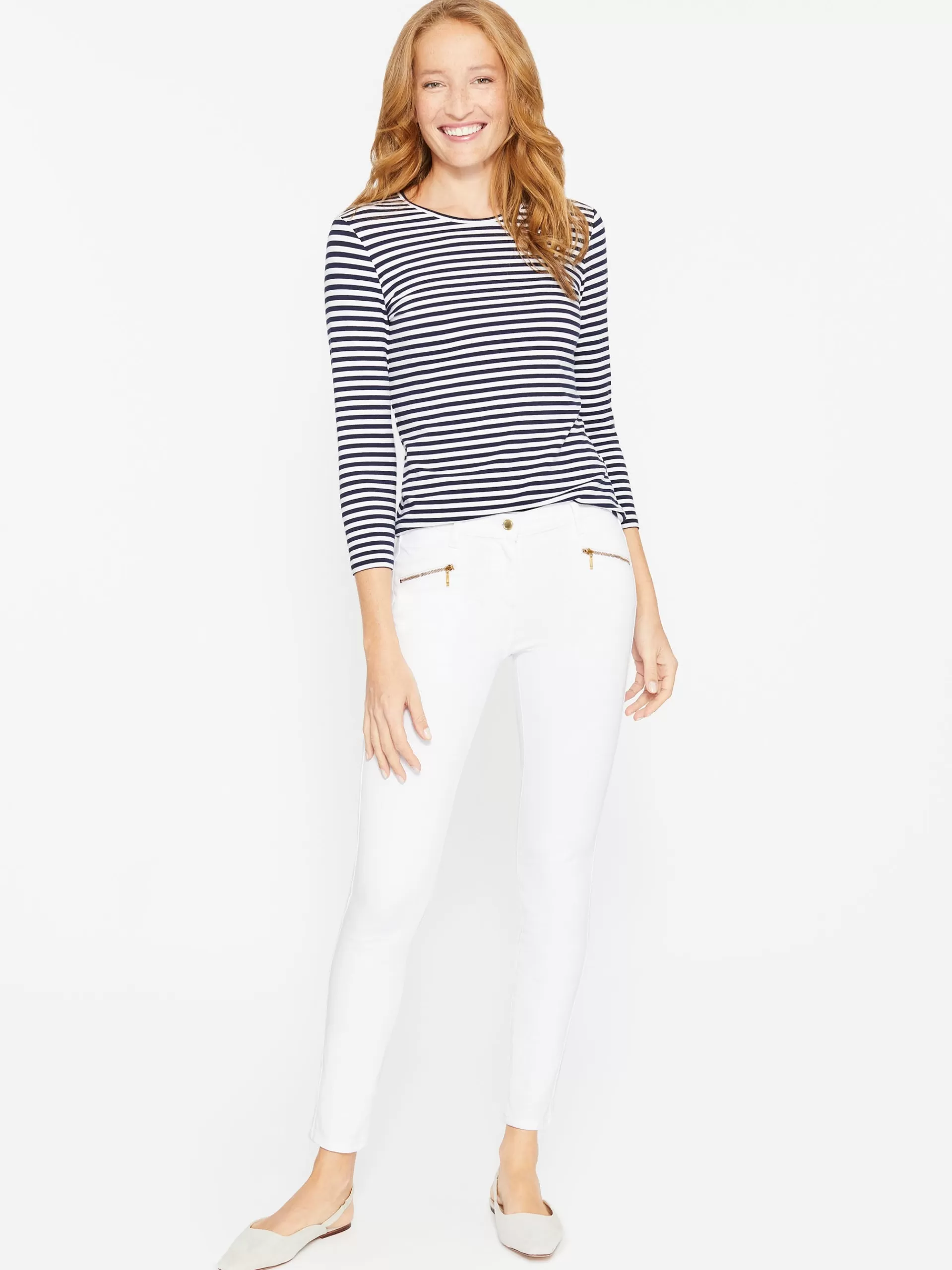 Online J. McLaughlin Sinclair Tee In Stripe White/Navy