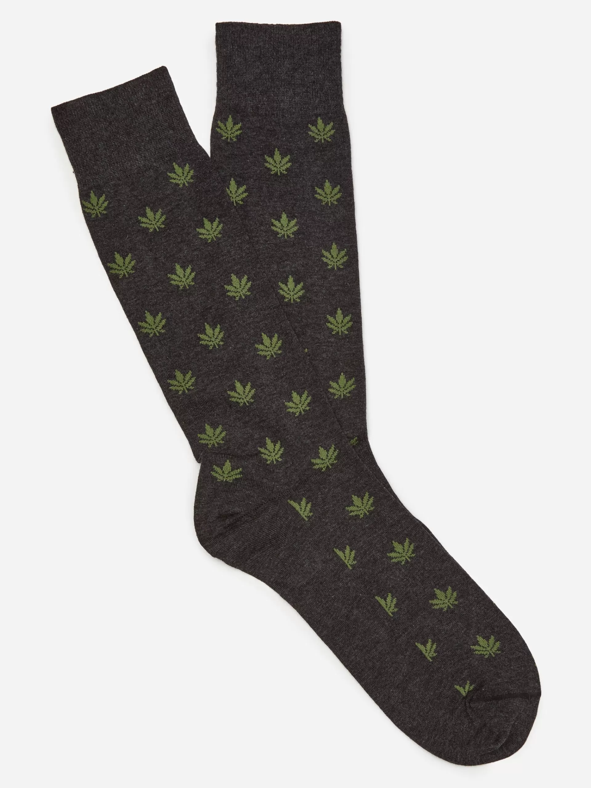 Fashion J. McLaughlin Socks In Marijuana Leaf Dark Heather Grey/Green