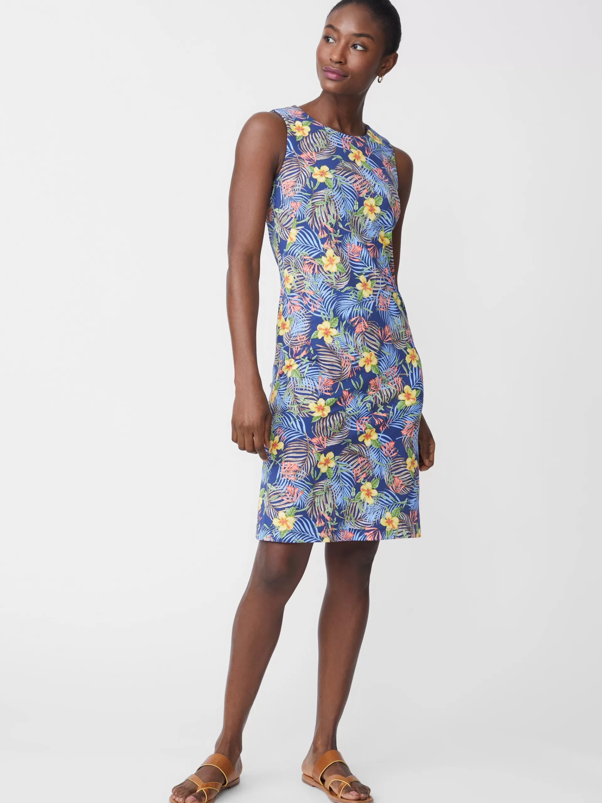 New J. McLaughlin Sophia Sleeveless Dress In Bay Breeze Navy/Multi