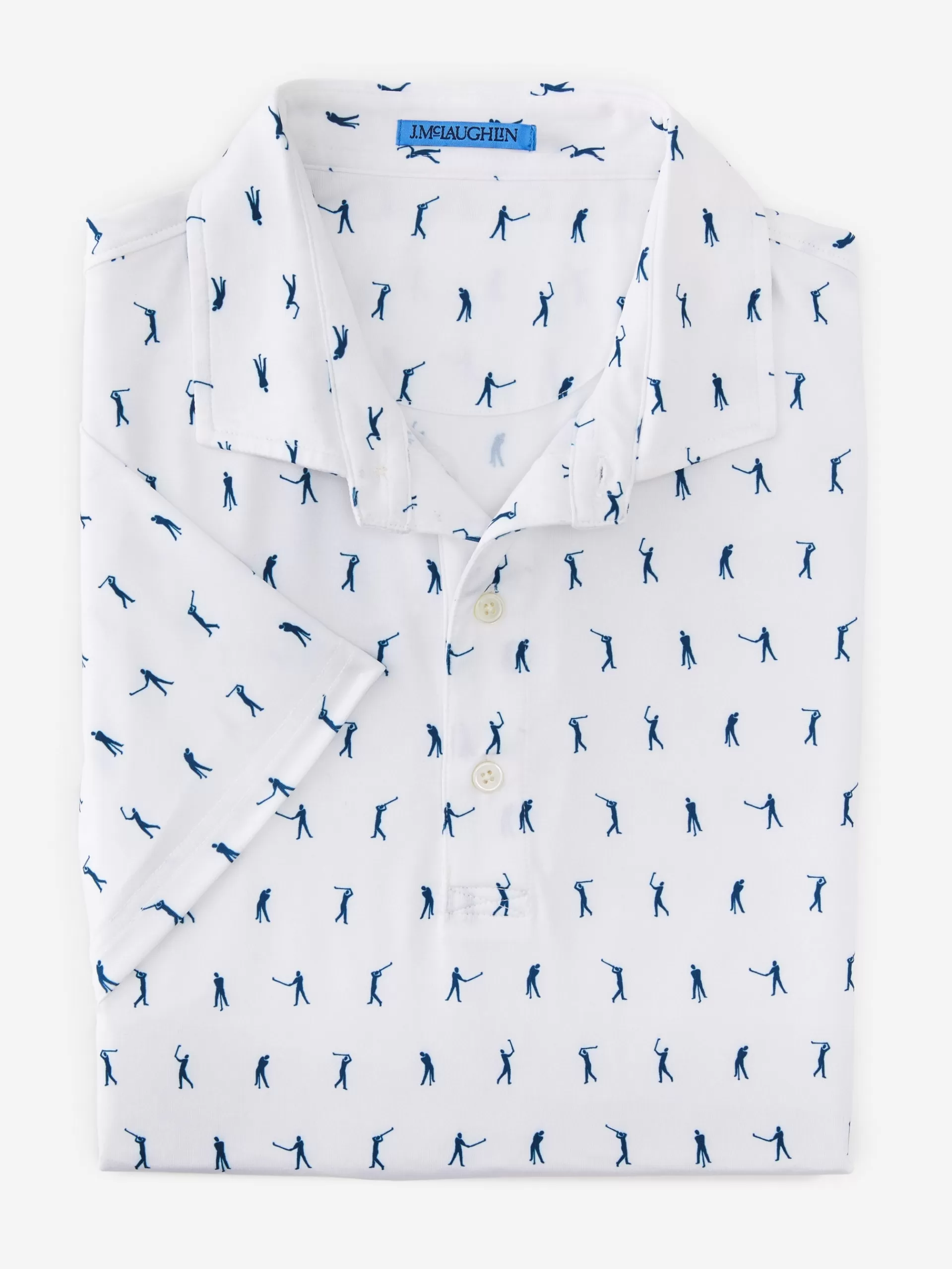 New J. McLaughlin Springer Performance Polo In Full Swing White/Navy