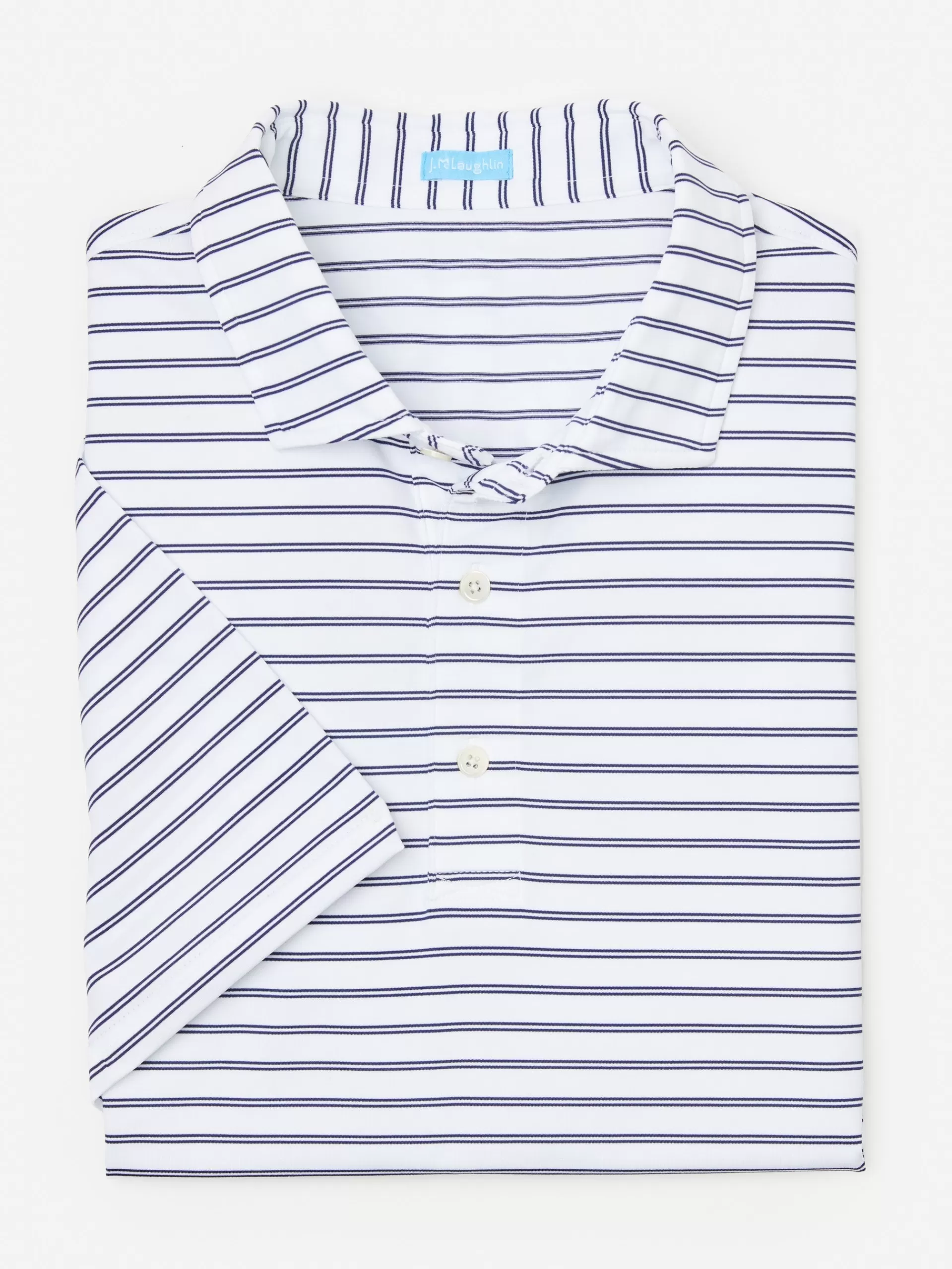 Sale J. McLaughlin Springer Performance Polo In Harbor Stripe White/Navy