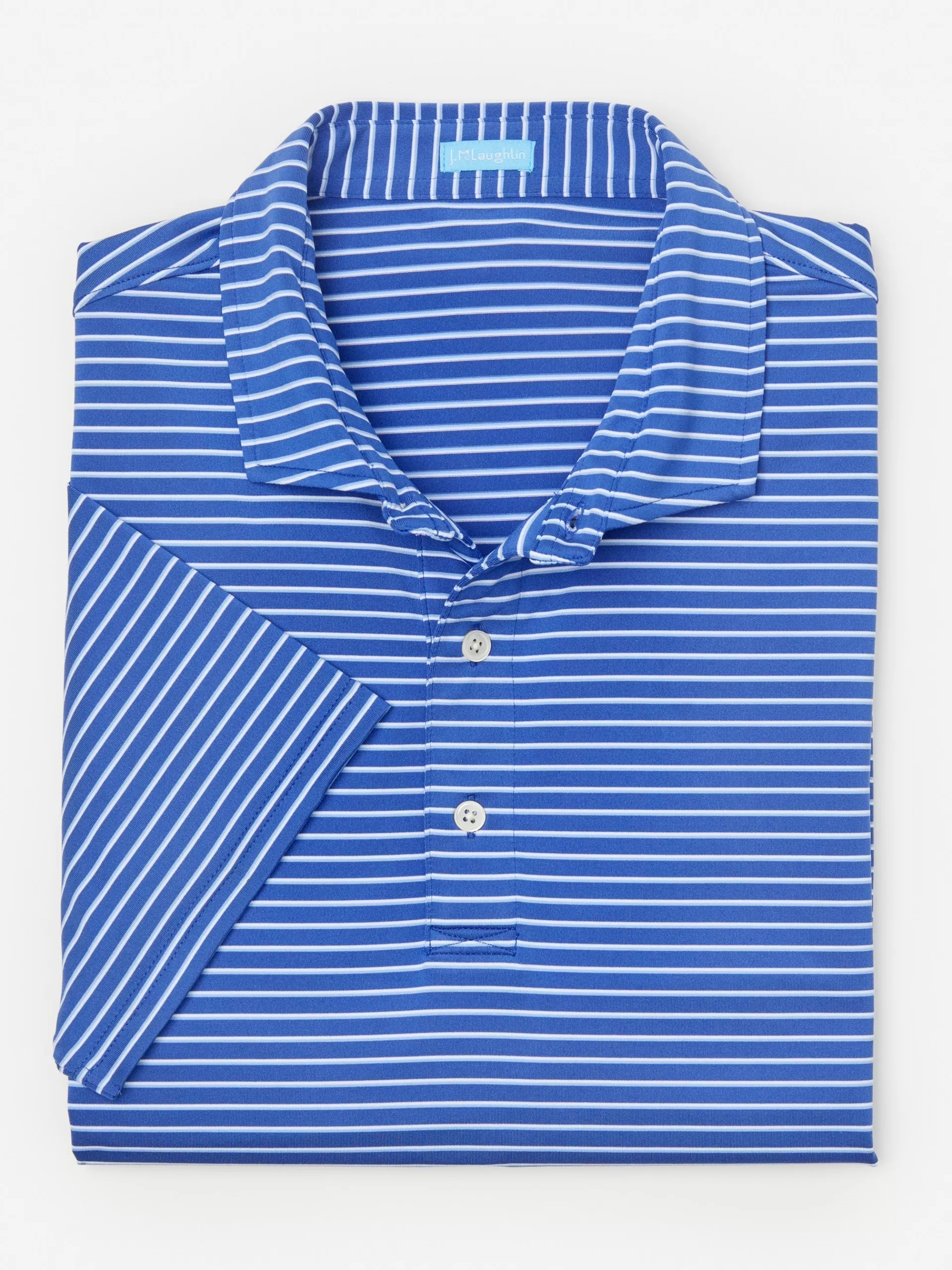 Clearance J. McLaughlin Springer Performance Polo In Murphy Stripe Blue/Light Blue/White