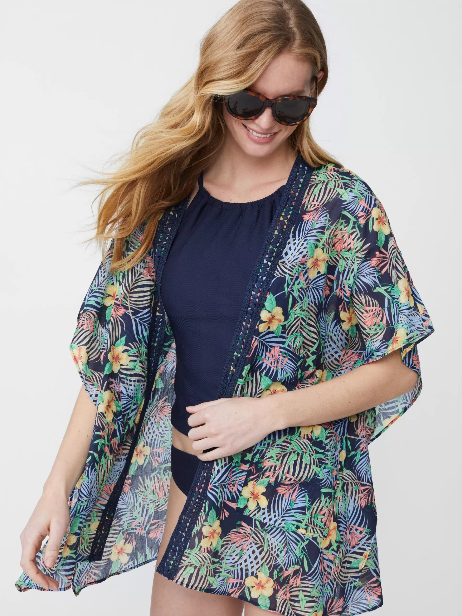 Sale J. McLaughlin Sunset Cover Up In Bay Breeze Navy/Multi