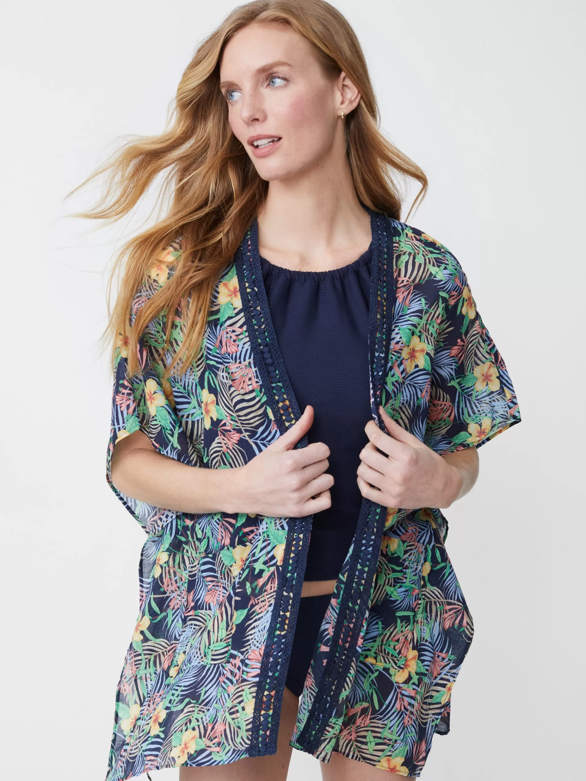 Sale J. McLaughlin Sunset Cover Up In Bay Breeze Navy/Multi