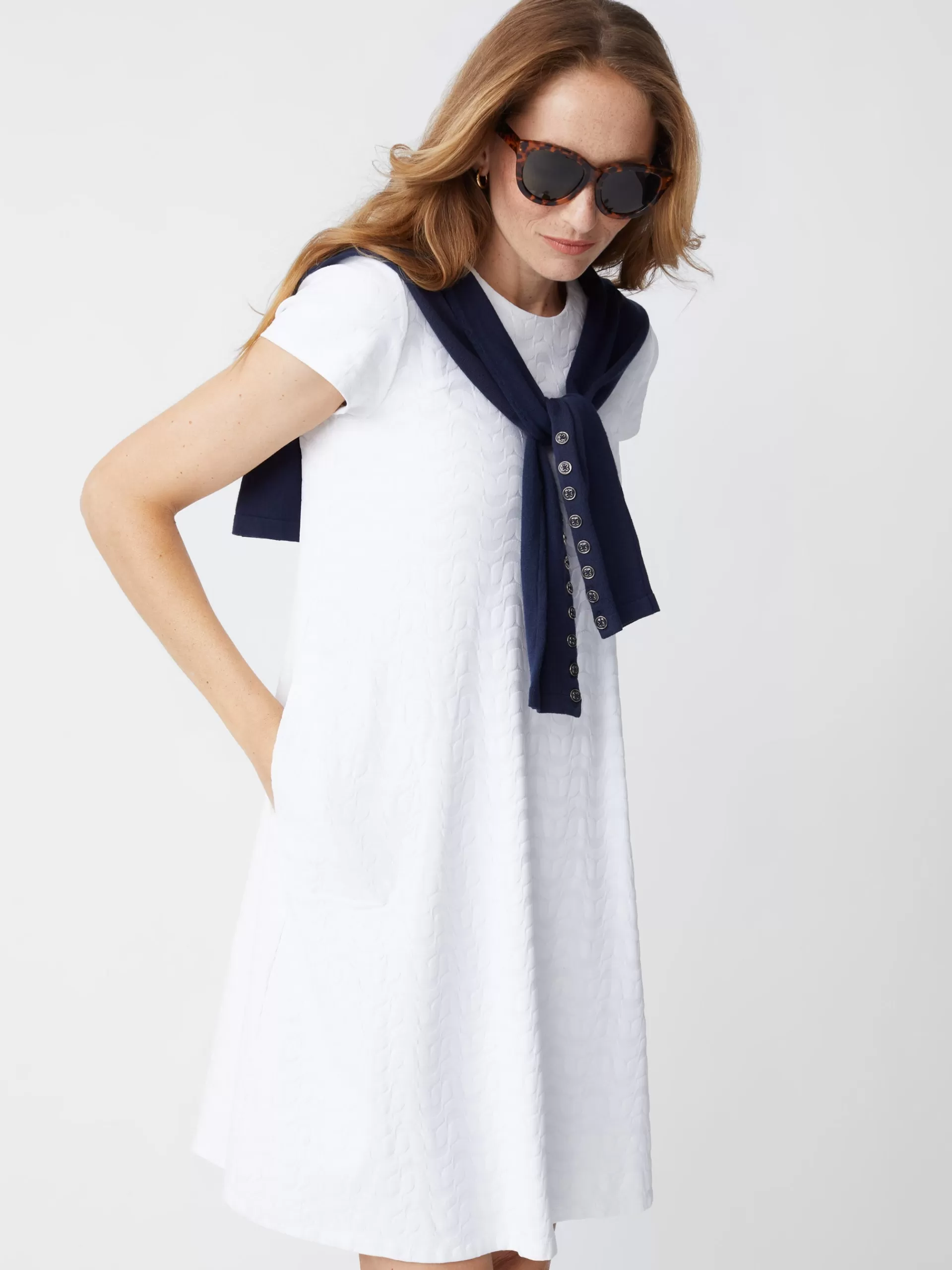 Flash Sale J. McLaughlin Swing Dress In Deco Tulip Jacquard White