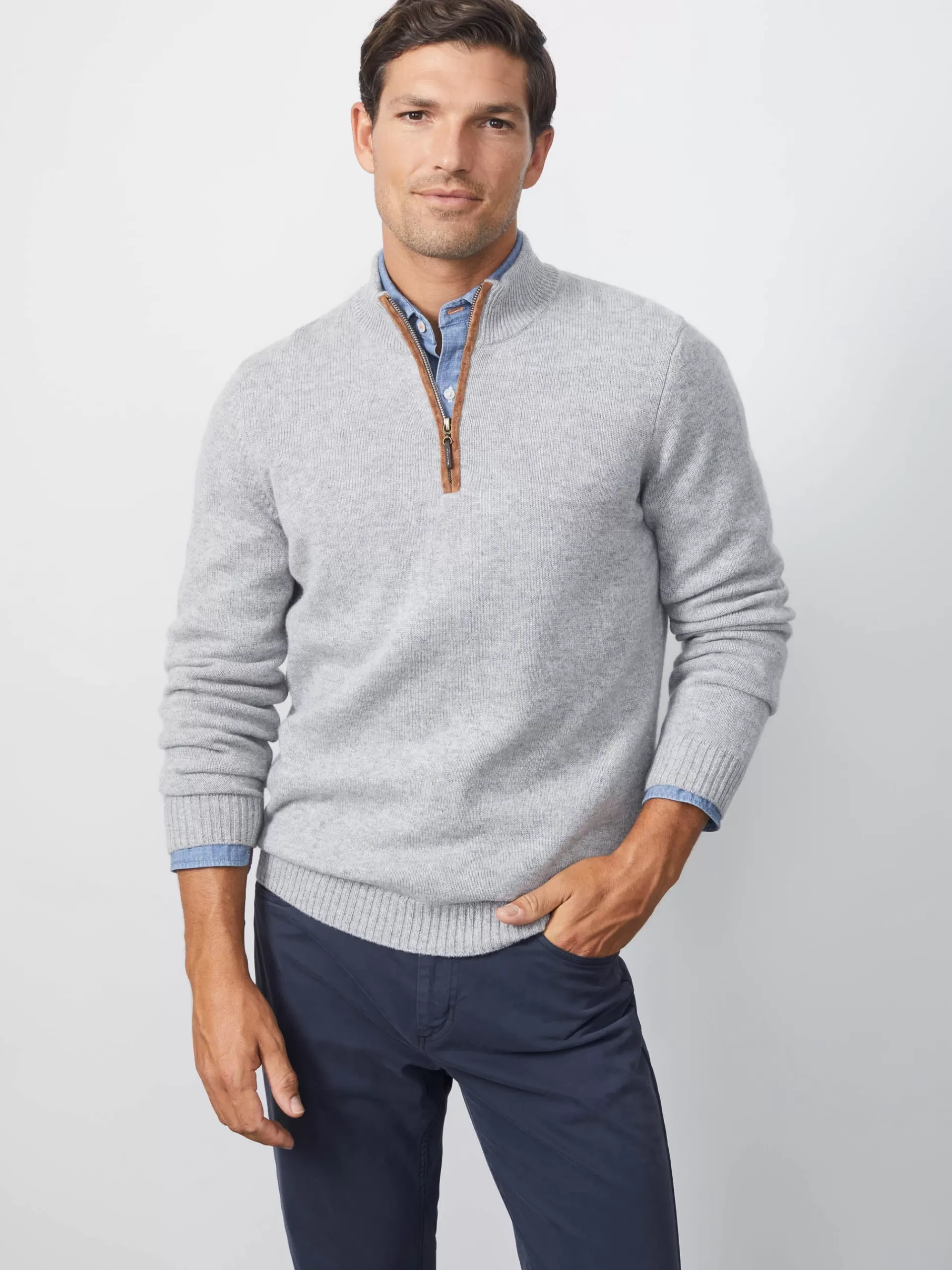 New J. McLaughlin Tate Cashmere Sweater Light Gray