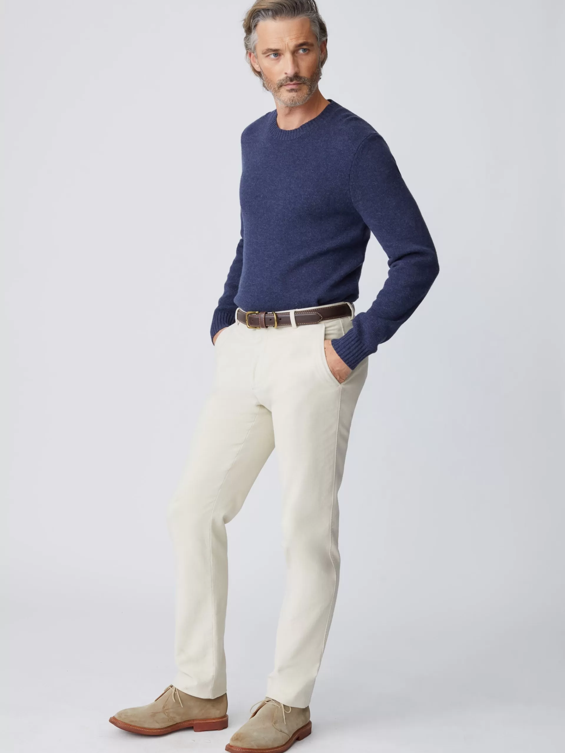 Hot J. McLaughlin Taylor Straight-Fit Pants In Italian Moleskin Stone