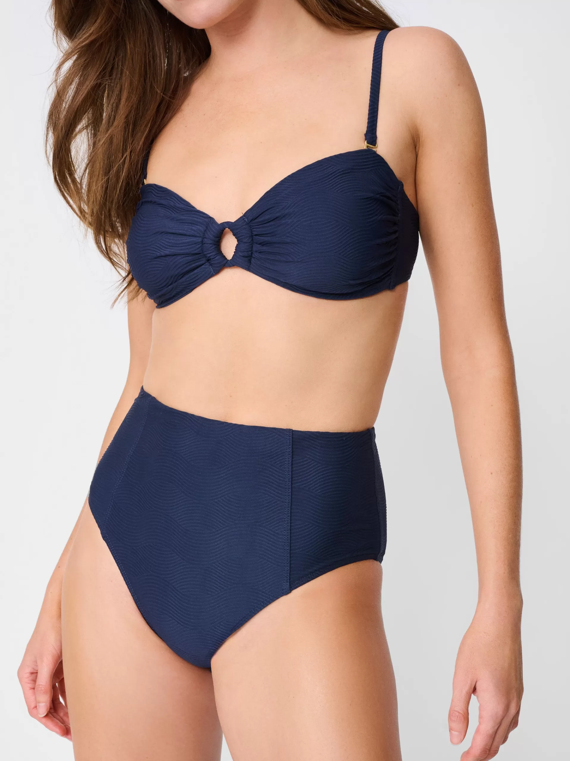 Outlet J. McLaughlin Wailea Bikini Bottom In Ocean Wave Jacquard Navy